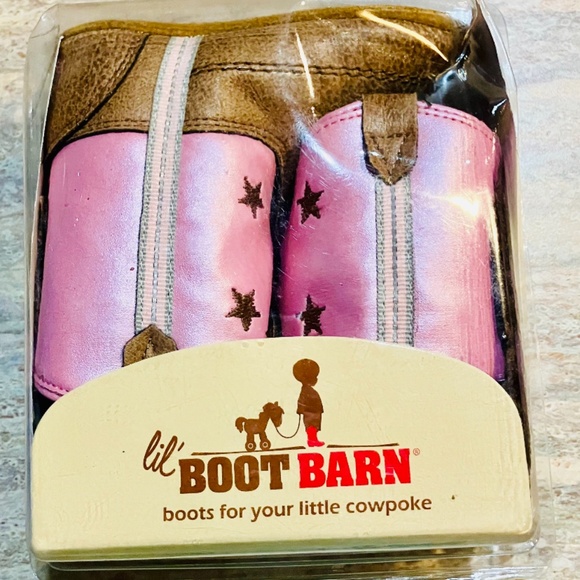 Baby Girls Western Cowboy Boots in Pink Stars - Picture 3 of 4